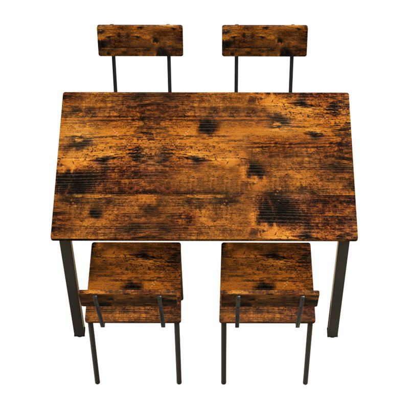 Modern Wooden Dining Table Set for 4 - Dark Walnut 02