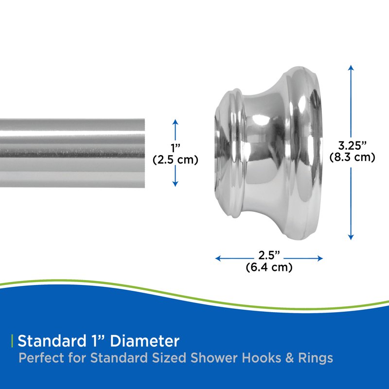 Adjustable Shower Curtain Rod 42-72 Inches Rust-Resistant Steel No Tools Installation