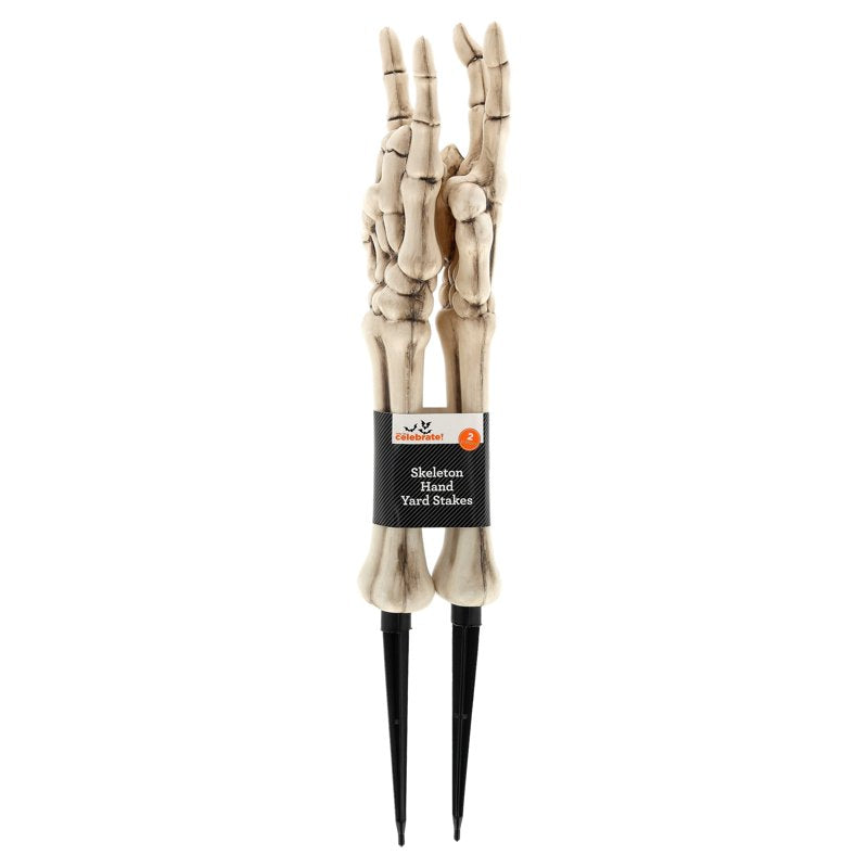 Skeleton Hand Yard Stakes Outdoor Halloween Decorations - White, 18.1 Inches, 2 Pack
