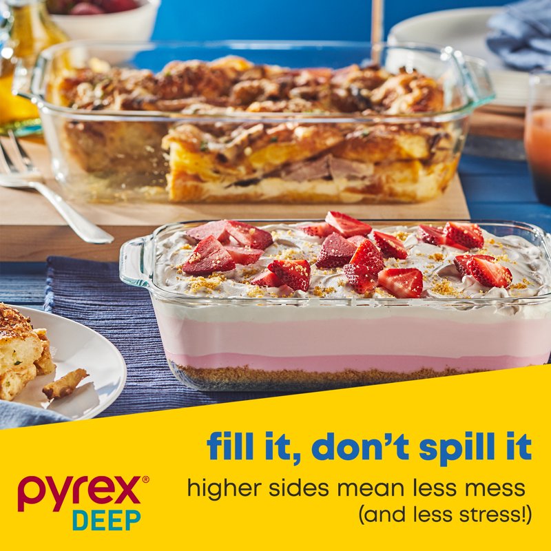 Deep Glass Baking Dish Set - 9x13 and 7x11 Inch