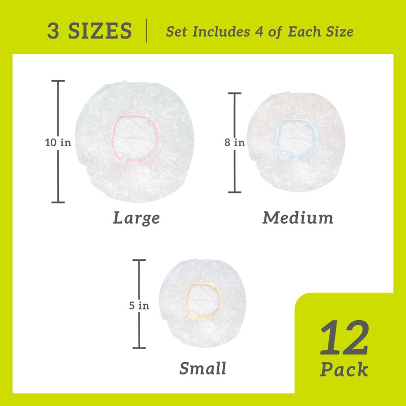 Reusable Plastic Stretch Bowl Covers - 12 Count Variety Pack