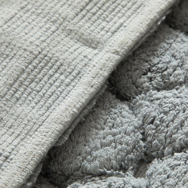 Cotton Bath Rug Set - 2-Piece Grey Textured Bathroom Mats, 17x24 & 20x30 Inches