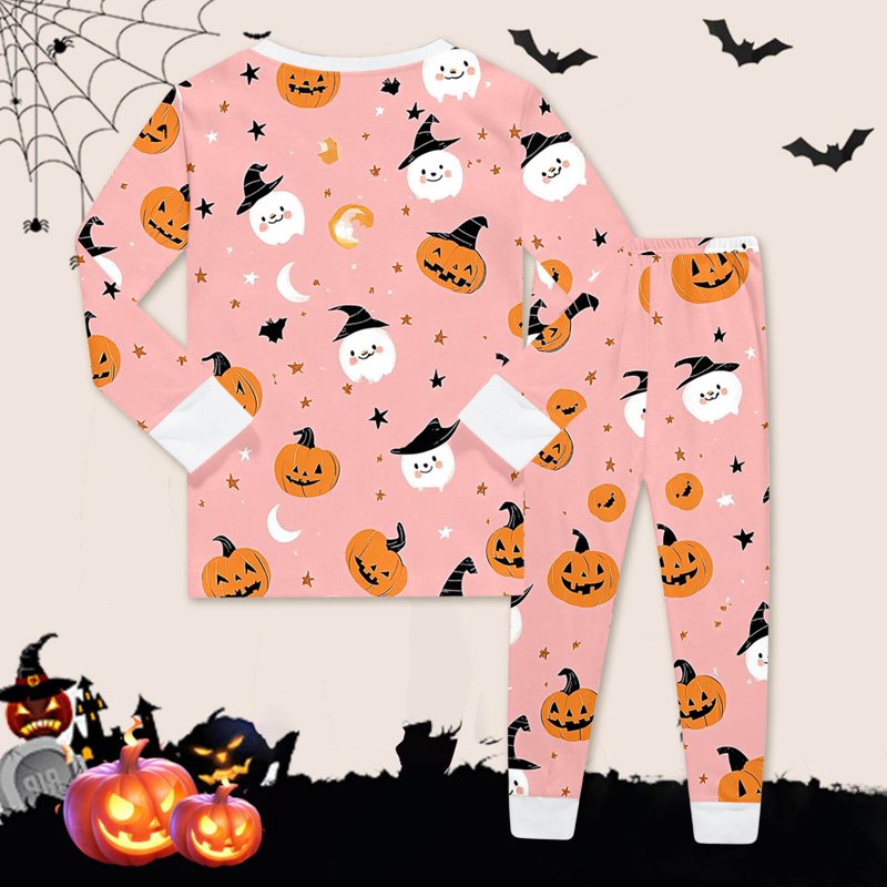 Toddler Boys Halloween Pajama Set Orange 7T Pumpkin Print Long Sleeve and Pants