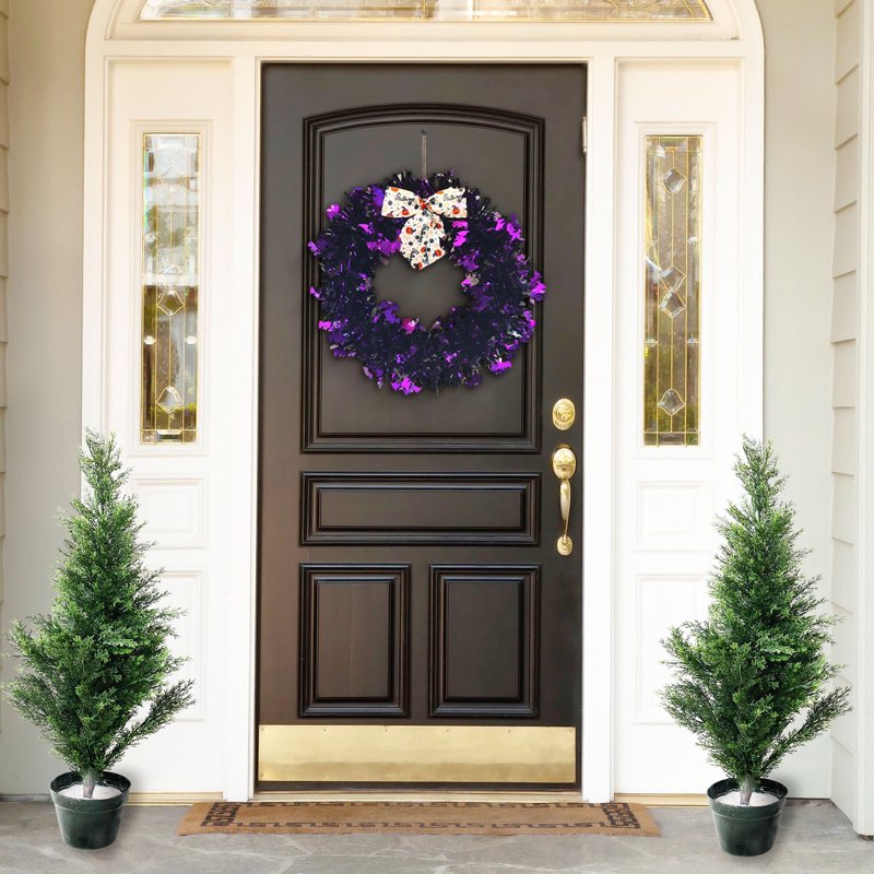 Halloween Wreath for Front Door - Spooky Fall Home Decor - B