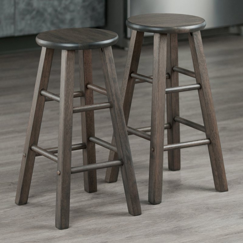 Counter Stools Set - 2-Piece Oyster Gray, 24-Inch Height