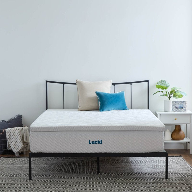 Full 2-Inch Lavender Memory Foam Mattress Topper with Cover - Lucid