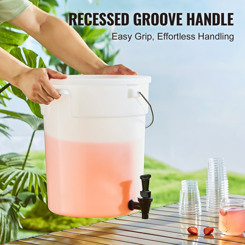 5 Gallon Plastic Beverage Dispenser with Spring-Loaded Spigot