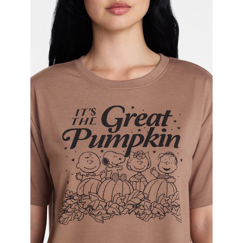 Peanuts Snoopy Pumpkin Pajama Set for Women with Variation Chocolate Malt 2X