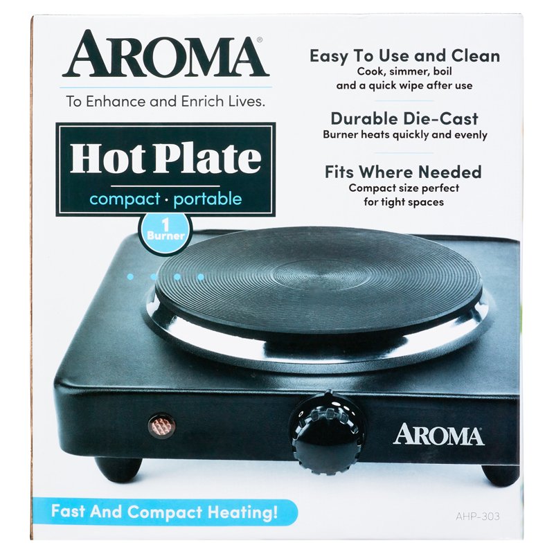 Die-Cast Single Burner Hot Plate - 750W, Adjustable Temp Control