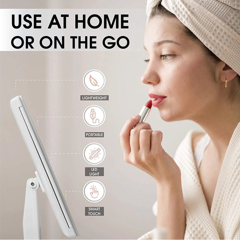 Tri-Fold LED Makeup Mirror with Lights and Adjustable Touch Screen