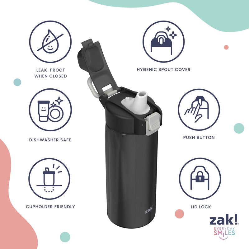 25oz Durable Plastic Water Bottle with Leak Proof Spout - Black