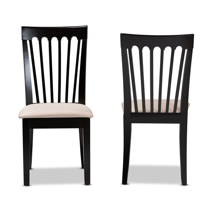 Modern 2-Piece Upholstered Dining Chair Set - Espresso Fabric