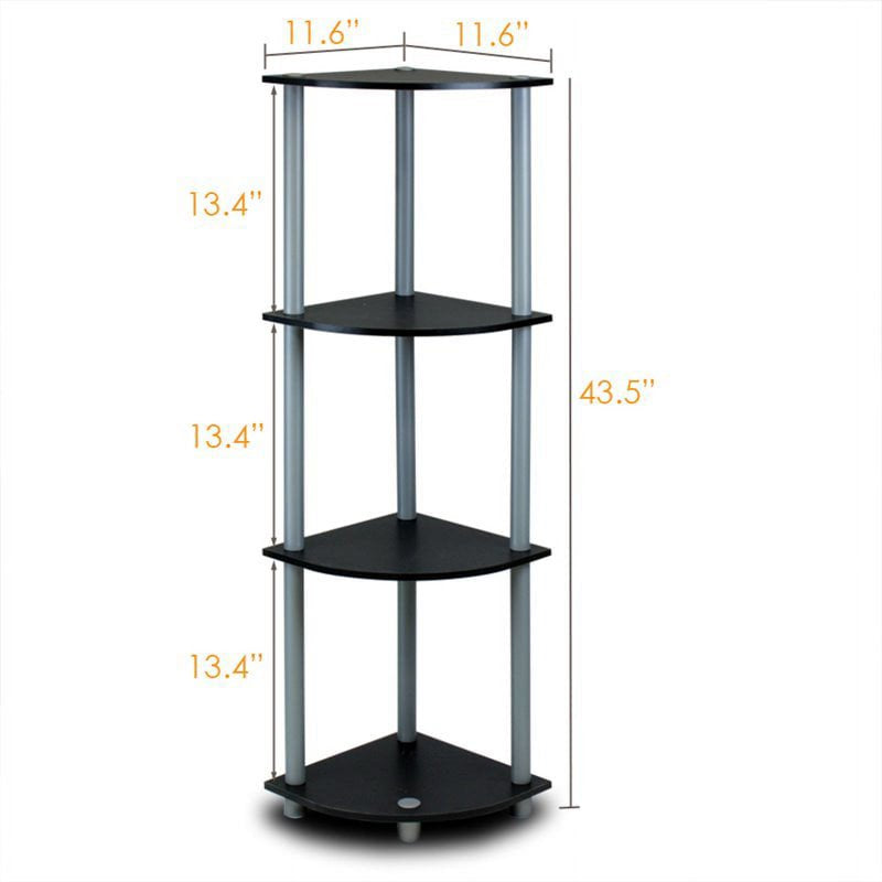 4-Shelf Freestanding Shelving Unit - 11.6" x 11.6" x 43.5" - Black/Gray