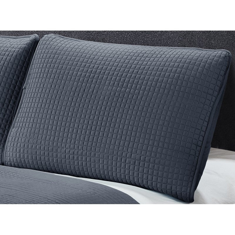 Harper Lane Carter Box Stitch 3-Piece Quilt Set Twin/Twin-XL Charcoal