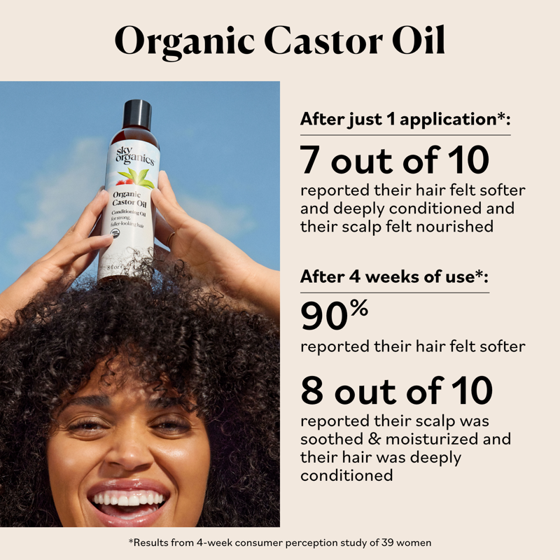 Organic Castor Oil - Nourishes Hair, Lashes & Skin, 16 fl oz