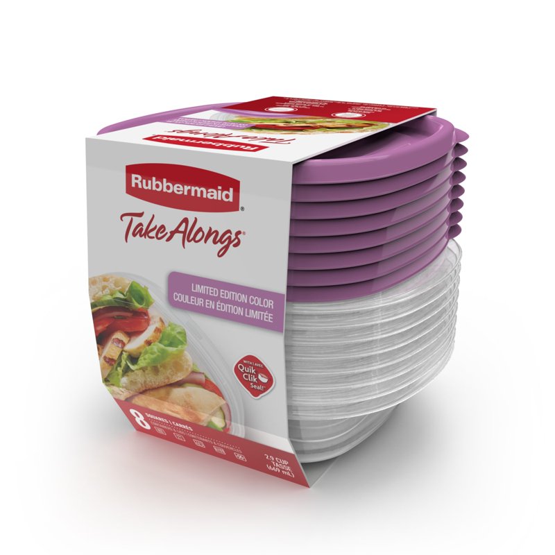 Square Food Storage Containers - 2.9 Cup, 8 Pack - Orchid Purple
