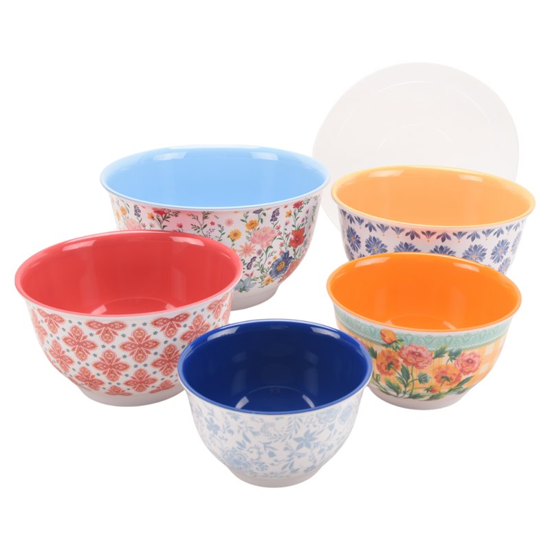 Brilliant Blooms Melamine 10-Piece Mixing Bowl Set with Lids