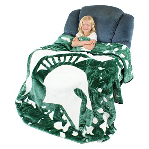 Michigan State Spartans Raschel Throw Blanket - 86" x 63" Bedspread - College Covers