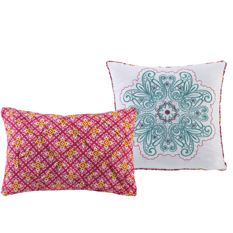 Reversible Quilt Set King with Medallion & Tiled Patterns - 5-Piece Bedding