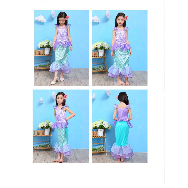 Girls Mermaid Costume for Little Girls Purple 8-9 Years with Accessories