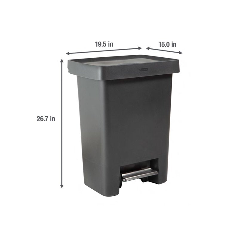 19 Gallon Dual Compartment Step Trash Can - Charcoal Plastic Rim
