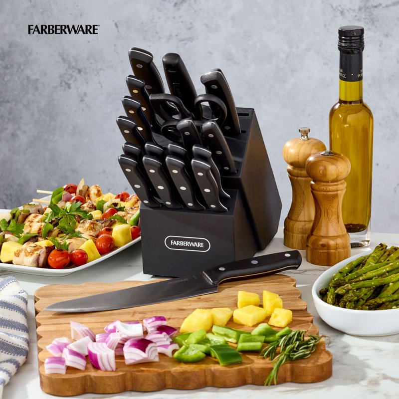 20-Piece Cutlery Knife Block Set with Kitchen Shears - Black