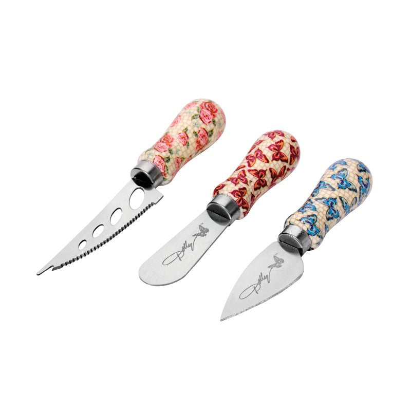 3-Piece Assorted Cheese Knife Set with Colorful Handles
