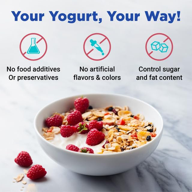 Probiotic Yogurt Maker with Glass Containers, Adjustable Temp & 48-Hour Timer