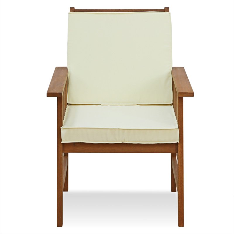 Outdoor Hardwood Armchair with Cushion - Teak Oil Finish
