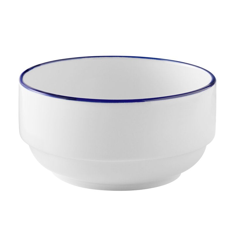 12-Piece Blue Rim Stoneware Dinnerware Set - Round