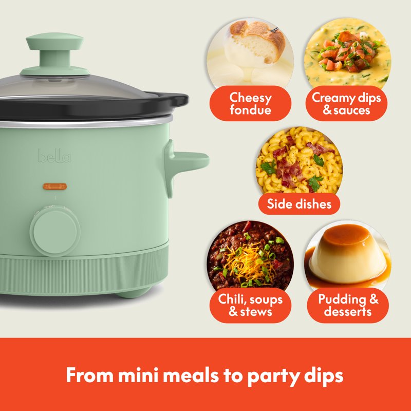 1.5 Qt Manual Slow Cooker - Ceramic Nonstick, 3 Heat Settings, Seaglass