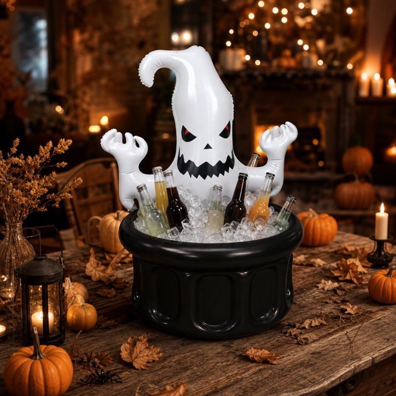 Halloween Inflatable Ghost Cooler - Outdoor Party Beverage Ice Bucket