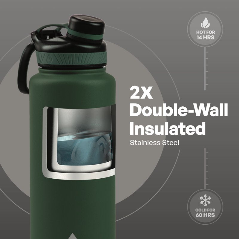 40 oz Insulated Stainless Steel Water Bottle - Green, 2 Pack