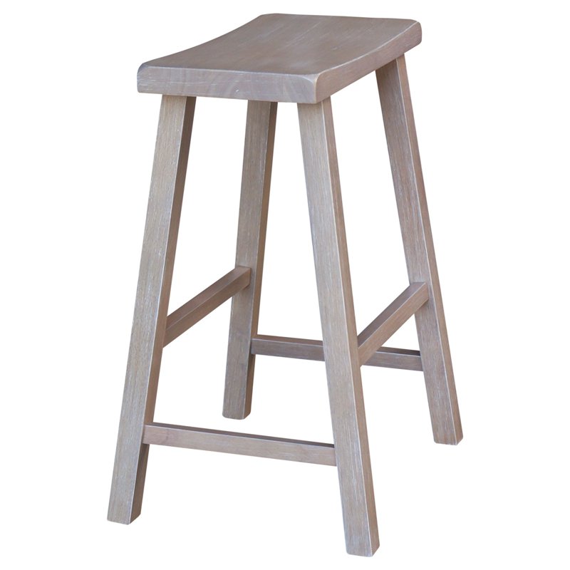 Saddle Seat Counter Height Stool - Washed Gray Taupe, 24-Inch Seat
