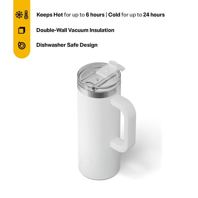 20 oz Insulated Road Trip Travel Mug - Ceramic Lined, Cool Grey