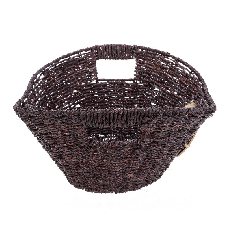 Mainstays Oval Seagrass Storage Basket with Chalkboard & Handles - Single