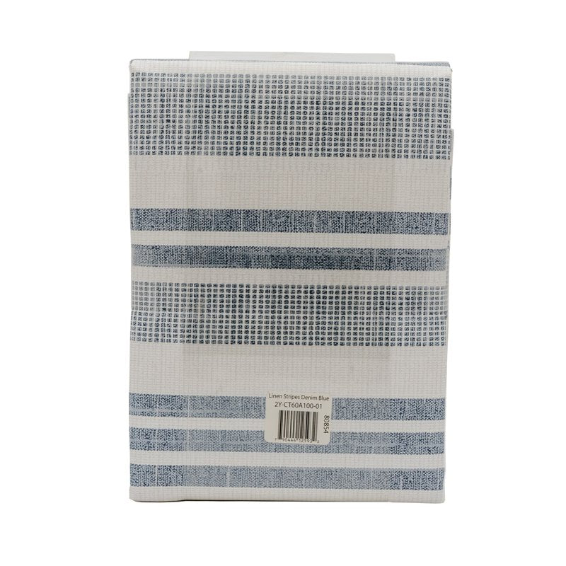 Vinyl Fabric with Flannel Backing - Linen Stripe Denim Design, 60" x 72"