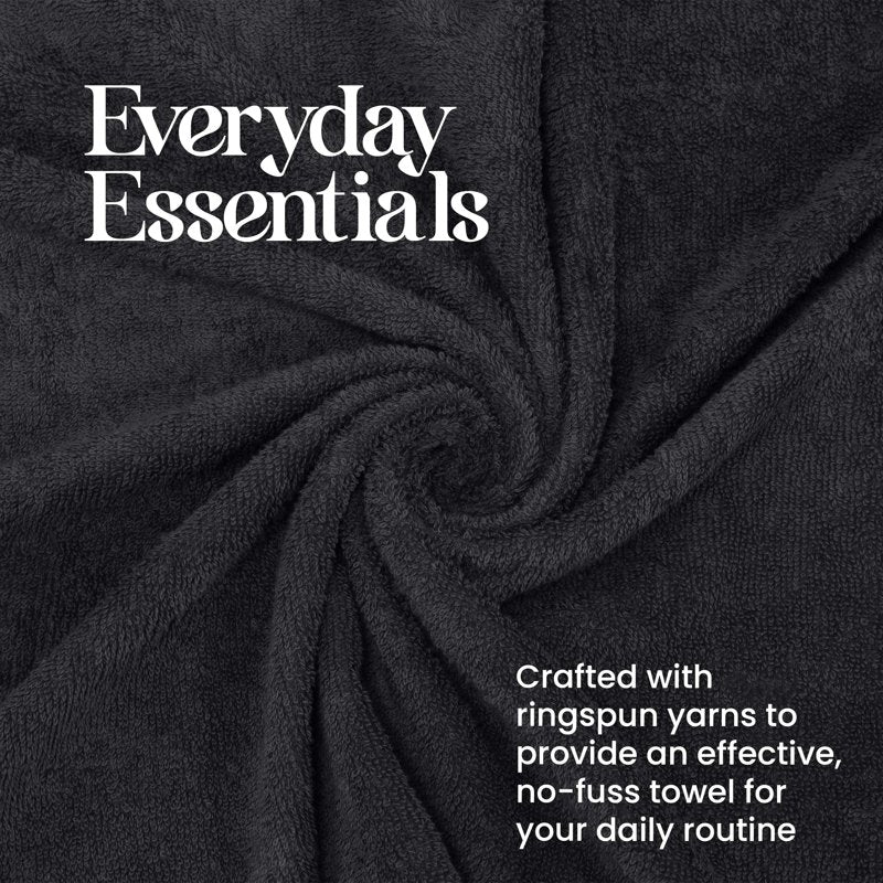 Utica 6-Piece Cotton Towel Set - Midnight Black, Soft & Absorbent