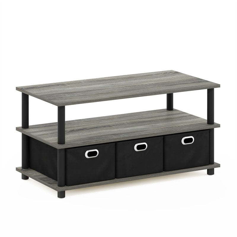 Coffee Table with Bin Drawers - French Oak Grey/Black