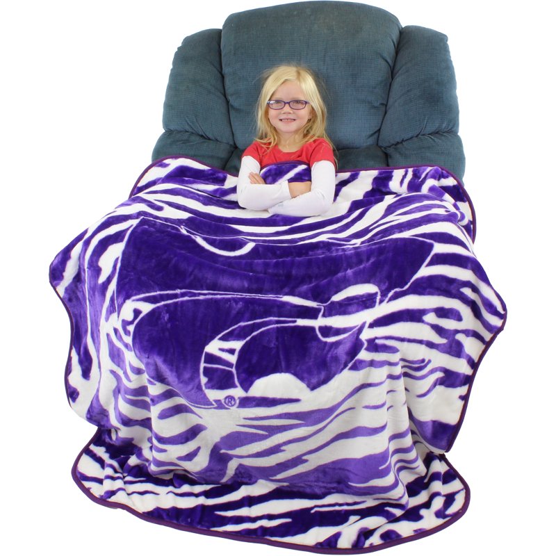 Kansas State Wildcats Raschel Throw Blanket - 60x50 Inches - Comfy College Covers
