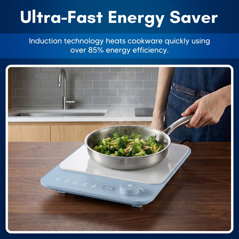 Digital Induction Cooktop - 1500W Slim Portable Electric Burner