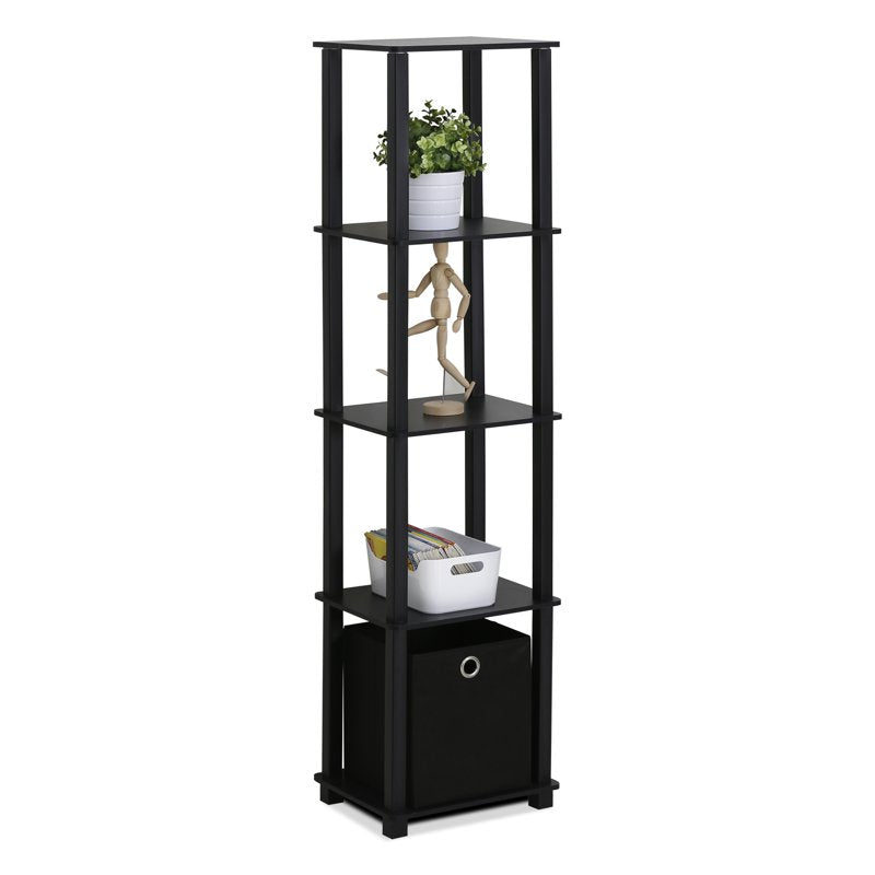Furinno TURN-N-TUBE No Tools Wood 5-Tier Display Shelf - Black, Variation of THIS listing