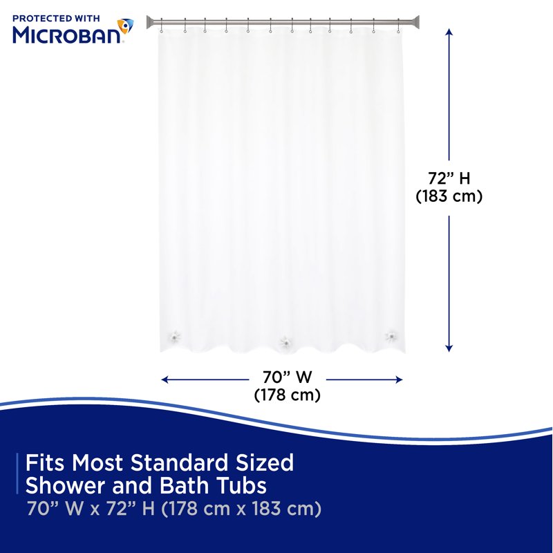 Clear PEVA Shower Liner with Microban Protection - Medium Weight, 70 x 72 Inches
