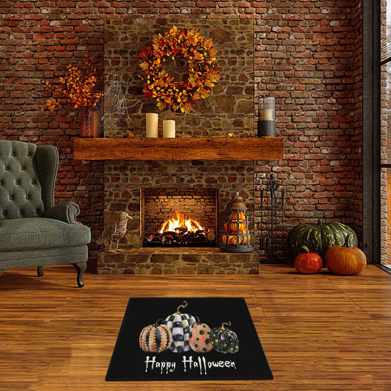 Pidgey Halloween Doormat 23x15 Inch Cat with Pumpkin Outdoor Rug - Variation C