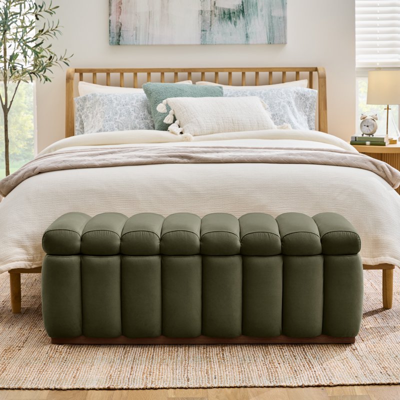 Channel Tufted Storage Bench - Elegant Upholstered Design