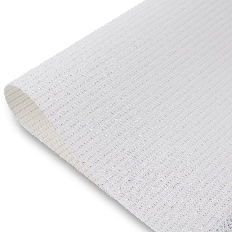 Set of 6 Elegant PVC Placemats - 12x18 in Shimmer Border Silver