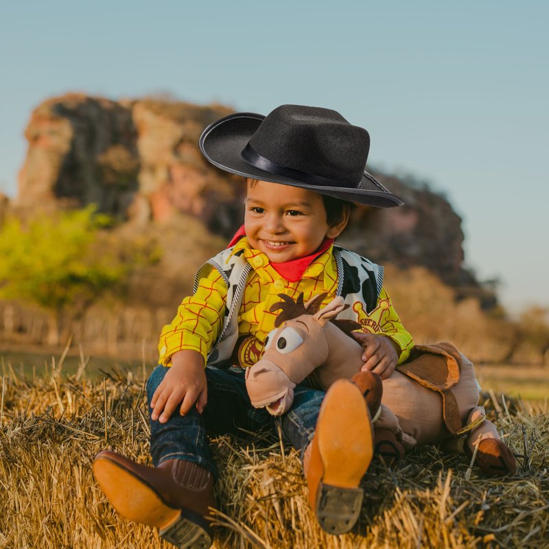 Kids Cowboy Hat Wide Brim Western Cowgirl Costume Accessory Black One Size
