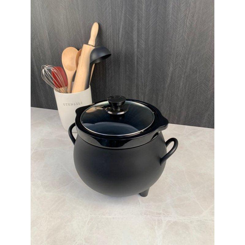 4 Quart Cauldron Slow Cooker with Removable Crock and Glass Lid - Black