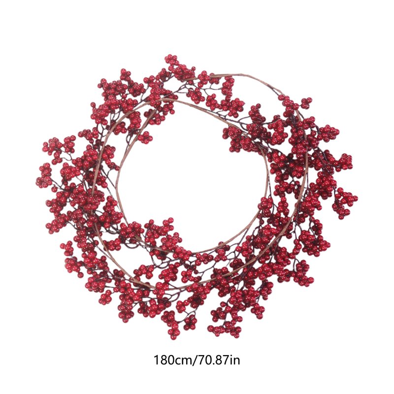 Meitianfacai 5.9ft Red Berry Christmas Garland with Lights - Indoor Holiday Decor - Variation A