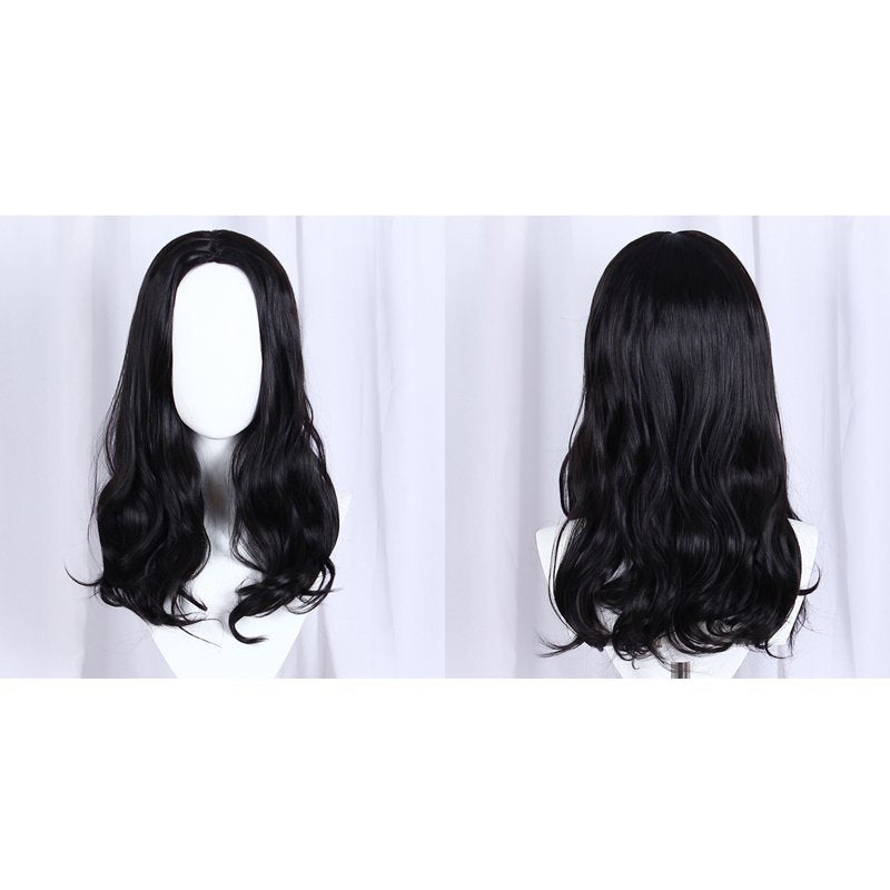 Curly Human Hair Wig for Women - 22" Medium Long Black